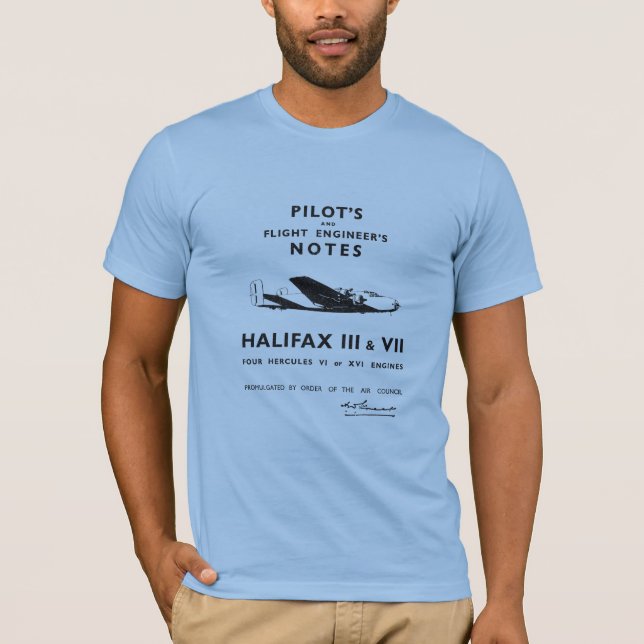 Camiseta Notas do piloto de aeronaves Halifax (Frente)