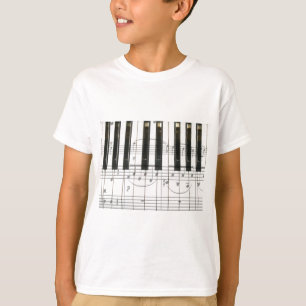 Camiseta Notas do teclado e da música de piano