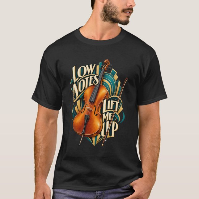 Camiseta Notas Graves de Violoncelo Me Elevam (Frente)
