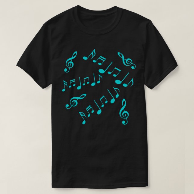 Camiseta Notas Musicais Azuis (Frente do Design)