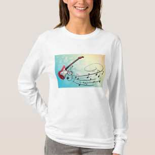 Camiseta Notas Musicais Giratórias de Guitarra Elétrica de