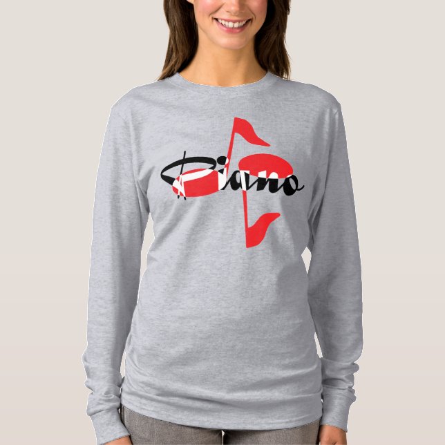 Camiseta Notas Vermelhas Piano (Frente)