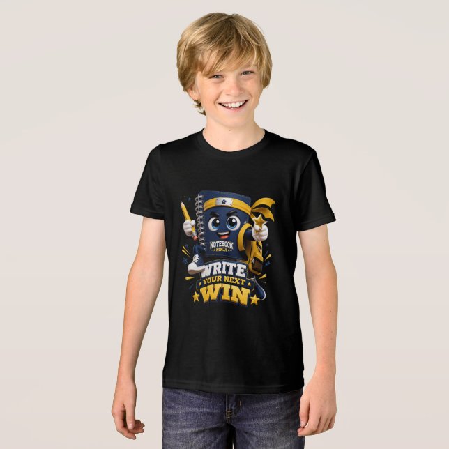 Camiseta Notebook Ninja | Masco de Escrita Fofo de Volta às (Frente Completa)