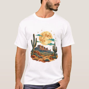 Camiseta Noturna de Lua Cheia no Deserto do Sudoes