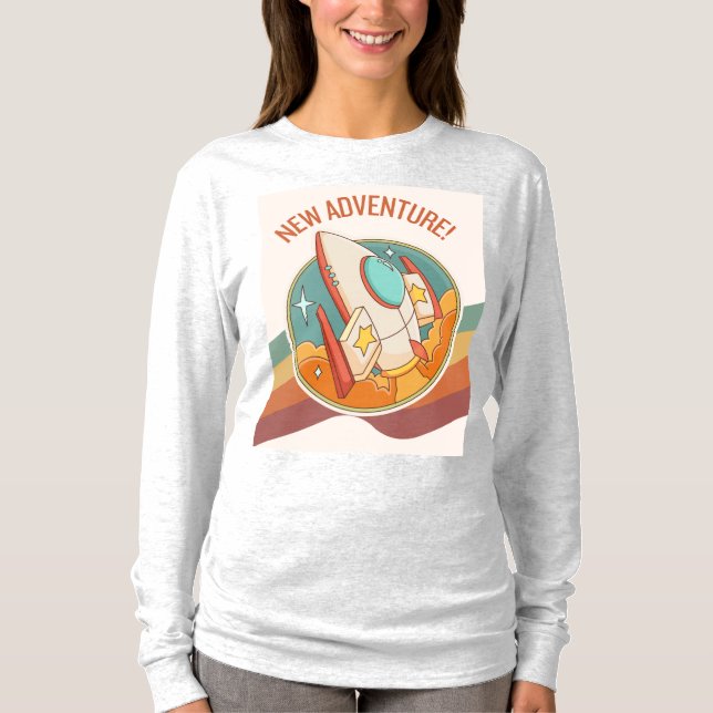 Camiseta nova aventura em foguetes (Frente)