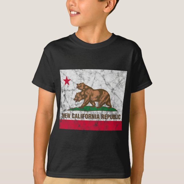 Camiseta Nova Bandeira Distressed do Estado da República da (Frente)