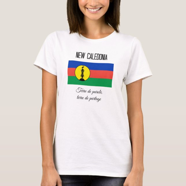 Camiseta Nova Caledónia, Bandeira e Motto (Fr) (Frente)