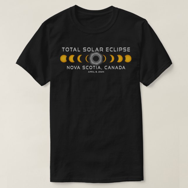 Camiseta Nova Escócia Canadá Eclipse Solar 2024 abril 8 (Frente do Design)