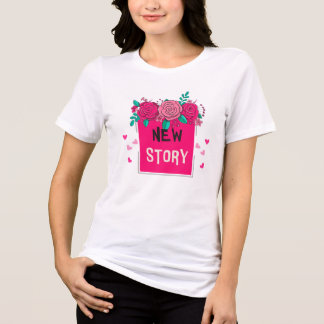Camiseta 'Nova História' Floral Vibrante - Românti