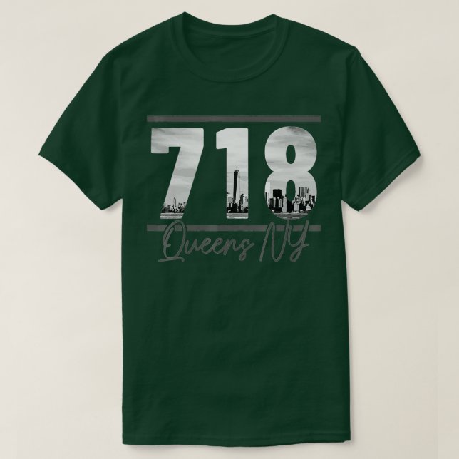 Camiseta Nova Iorque 718 Código de área Linha do horizonte  (Frente do Design)