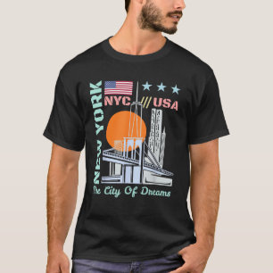 Camiseta Nova Iorque América EUA Skyline Country Sky