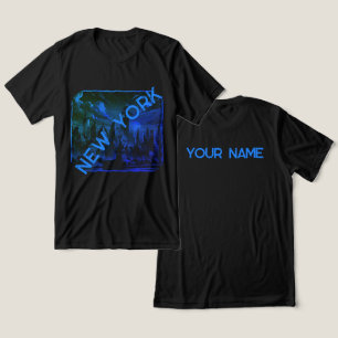 Camiseta Nova Iorque Black Blue Name Graphic T Shirt