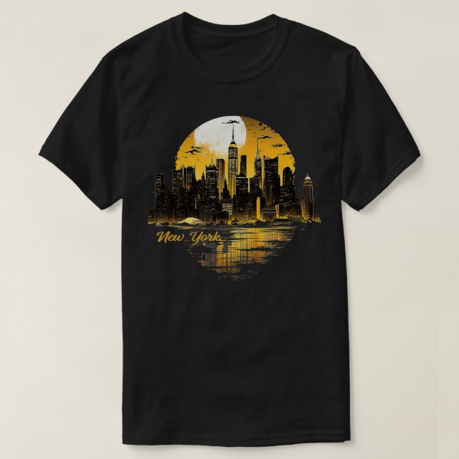 Camiseta Nova Iorque Centro Skyline Statue of Liberty N (Frente do Design)