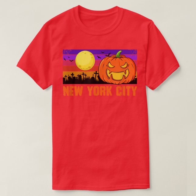 Camiseta Nova Iorque Happy Halloween Party - Cidade do Impr (Frente do Design)