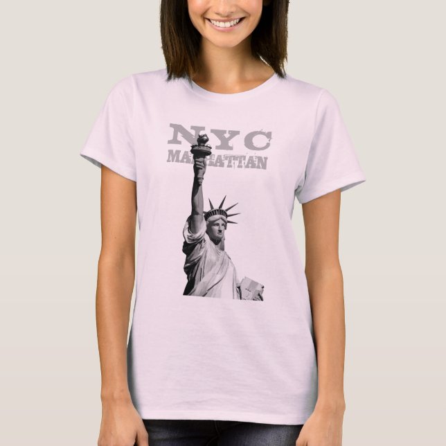 Camiseta Nova Iorque Manhattan Nyc Liberty Statue Women's (Frente)