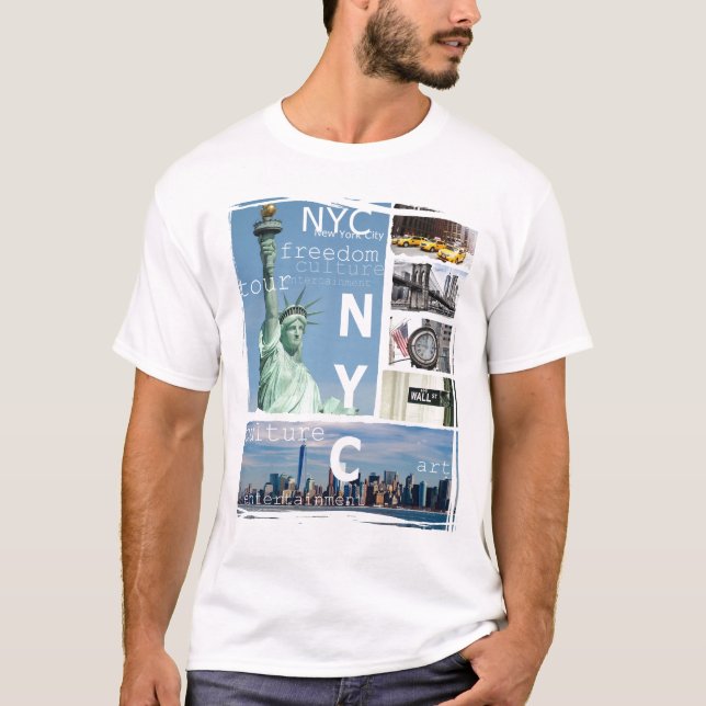 Camiseta Nova Iorque Moderno Manhattan Nyc Liberty Estátua (Frente)