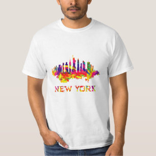 Camiseta Nova Iorque skyline brilhante colorido