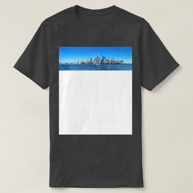 Camiseta Nova Iorque Skyline de Jersey City WelshDesign (Frente do Design)