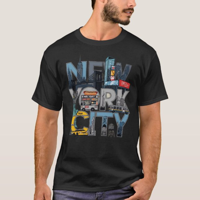 Camiseta Nova Iorque Skyline Design - Estilo de rua urbana (Frente)