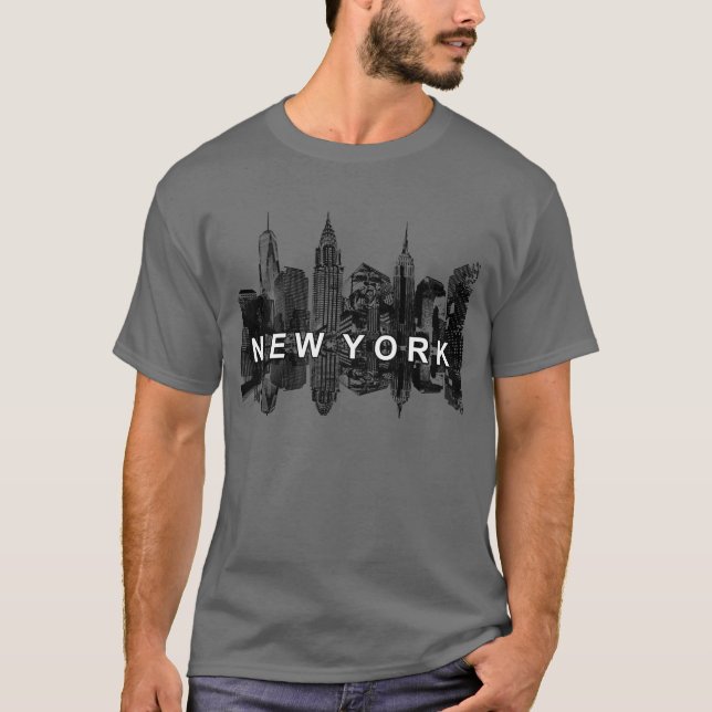 Camiseta Nova Iorque skyline em preto (Frente)