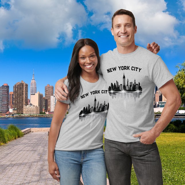 Camiseta Nova Iorque Skyline Mens Cinza (His And Hers Matching Shirts)