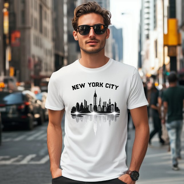 Camiseta Nova Iorque Skyline Mens White (Downtown)