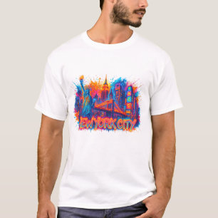 Camiseta Nova Iorque Skyline Watercolor Viagem Art