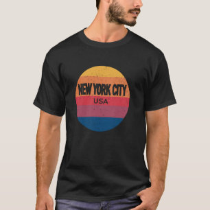 Camiseta Nova Iorque USA Retro Sunset Souvenir