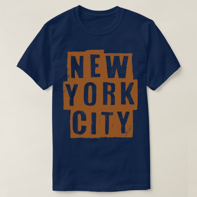 Camiseta Nova Iorque Vintage Texto Dourado Escuro (Frente do Design)