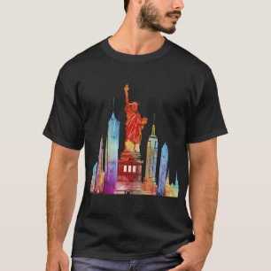 Camiseta Nova Iorque Watercolor Statu Of Liberty NYC