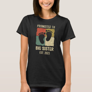 Camiseta Nova Irmã 2023 Bebê Feet Big Sis Gravidez E