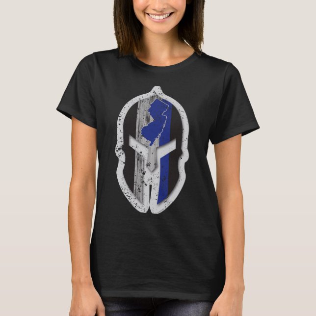 Camiseta Nova Jersey Estado Piolhos Thin Blue Line Espartan (Frente)