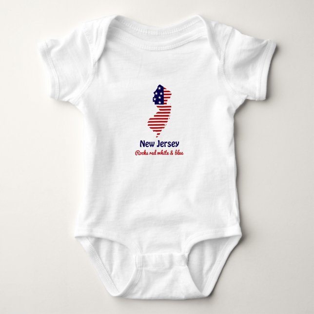 Camiseta Nova Jersey Rochas Vermelho Branco & Azul Infant C (Frente)