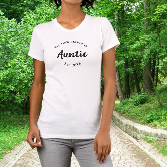 Camiseta Nova Nome Tia Tipografia Script (Criador carregado)