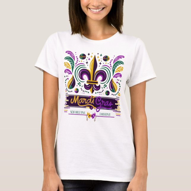 Camiseta Nova Orleans Mardi Gras verde-roxo (Frente)