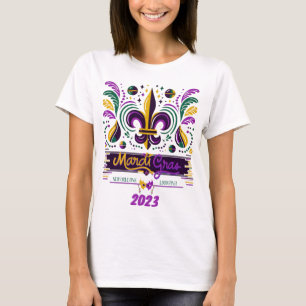 Camiseta Nova Orleans Mardi Gras verde-roxo