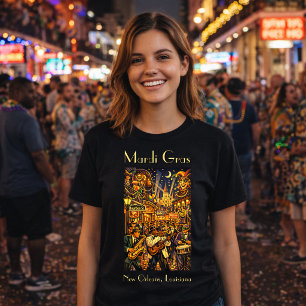 Camiseta Nova Orleans no Carnaval estilo Art Déco retrô