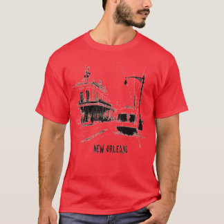 Camiseta Nova Orleans Streetcar Vintage Sketch do Histórico