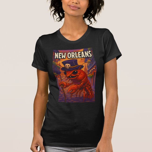 Camiseta Nova Orleans Themed Crawfish Voodooman (Frente)