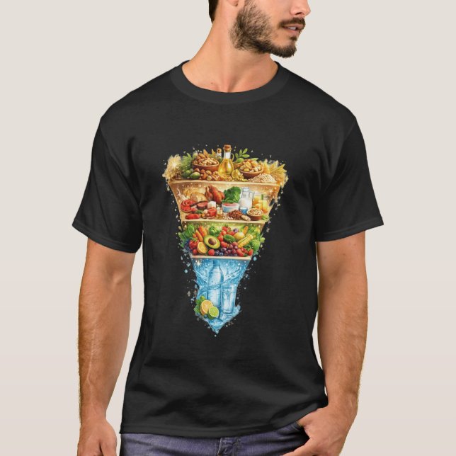 Camiseta Nova Pirâmide Alimentar 2026 Comendo Nutrição Real (Frente)