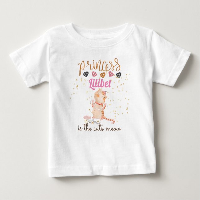 Camiseta Nova Princesa Lilibet Cute Kitten Chamada Baby (Frente)