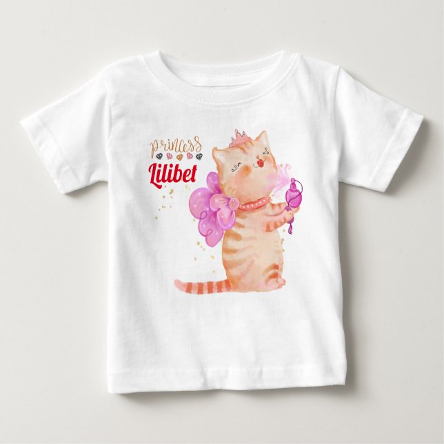 Camiseta Nova Princesa Lilibet Cute Kitten Chamada Baby B (Frente)