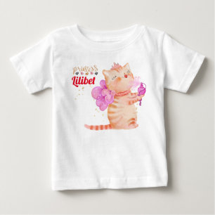 Camiseta Nova Princesa Lilibet Cute Kitten Chamada Bebê B