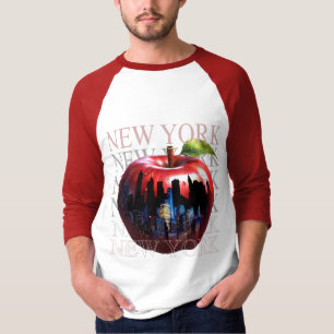 Camiseta Nova York A Grande Maçã Fruta Silhueta Cidade