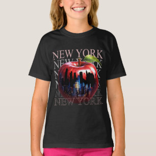 Camiseta Nova York A Grande Maçã Fruta Silhueta Cidade