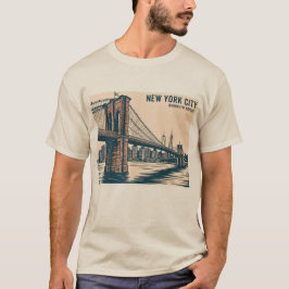 Camiseta Nova York Brooklyn Bridge Skyline Bold Retro Viage