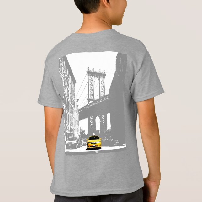 Camiseta Nova York Brooklyn Yellow Taxi Boys Back Impressão (Verso)