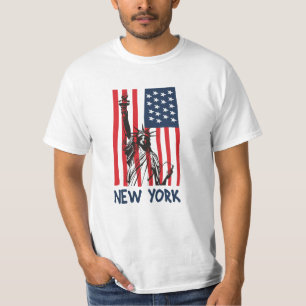 Camiseta Nova York Estátua da Liberdade dos EUA Bandeira