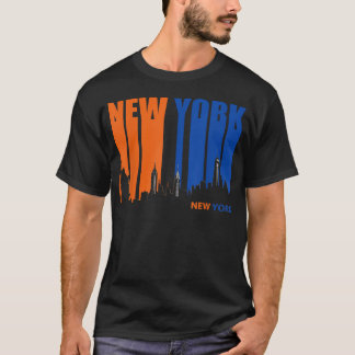 Camiseta Nova York Laranja Amp Azul Skyline Vintage