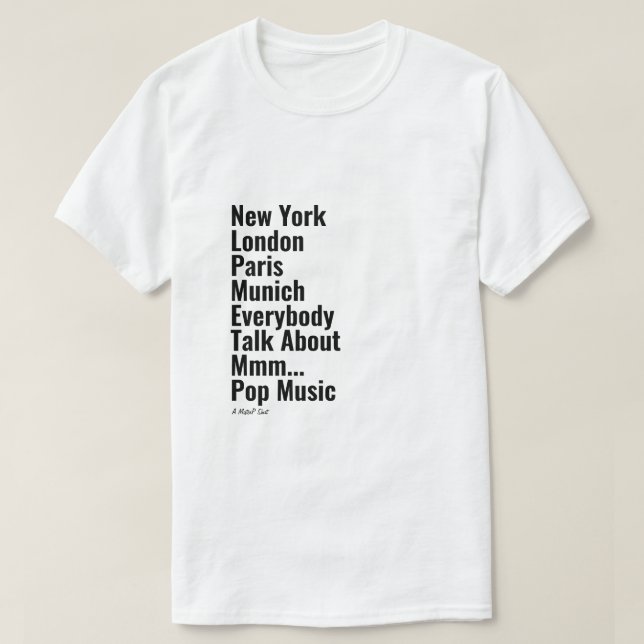 Camiseta Nova York London Paris Munique - Um MisterP Shirt (Frente do Design)